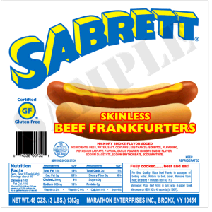 Sabrett Hot Dog Label